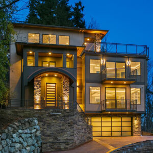 Modern Horizontal Picket Double Top Glass Railing Mix